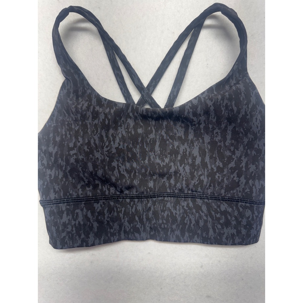 Lululemon Energy Bra Longline Wild Thing Camo Deep Coal Multi Strappy Sports Bra